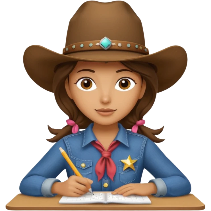 cowgirl taking math test emoji