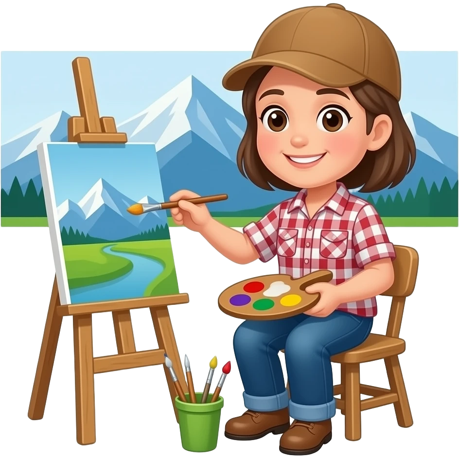 person painting at the grand tetons in the background emoji