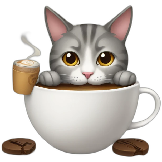 Cat drink a coffee emoji