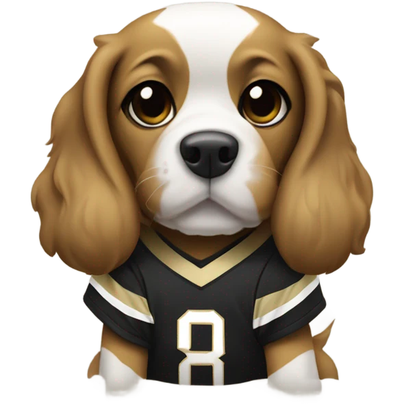 Dog wearing New Orleans Saints jersey emoji