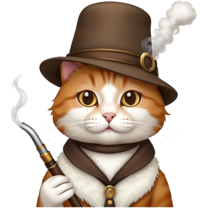 Кот в шляпе курит трубку emoji