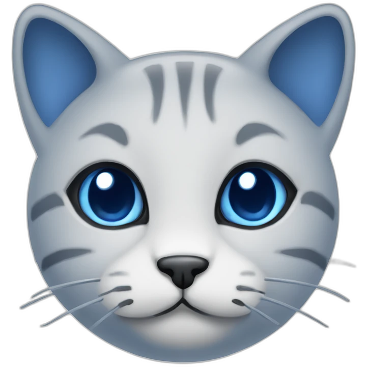 Blue simplistic sketch of a cute cat face emoji