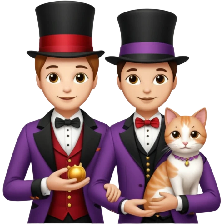 magician couple and their pet cat emoji