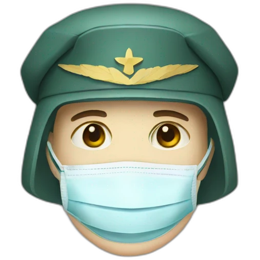 a military face in a Medical masks emoji
