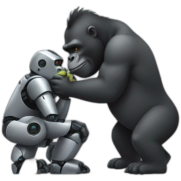 a robot kissing a gorilla emoji