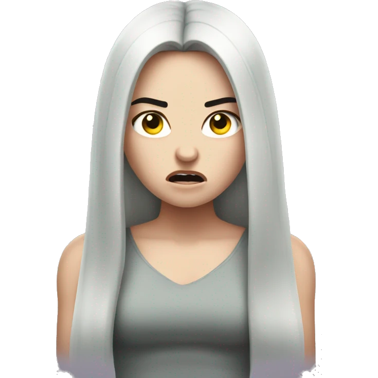Angry pale girl with long black hair  emoji