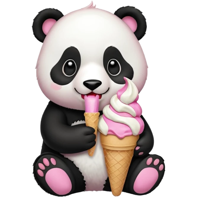 Panda eating ice cream emoji