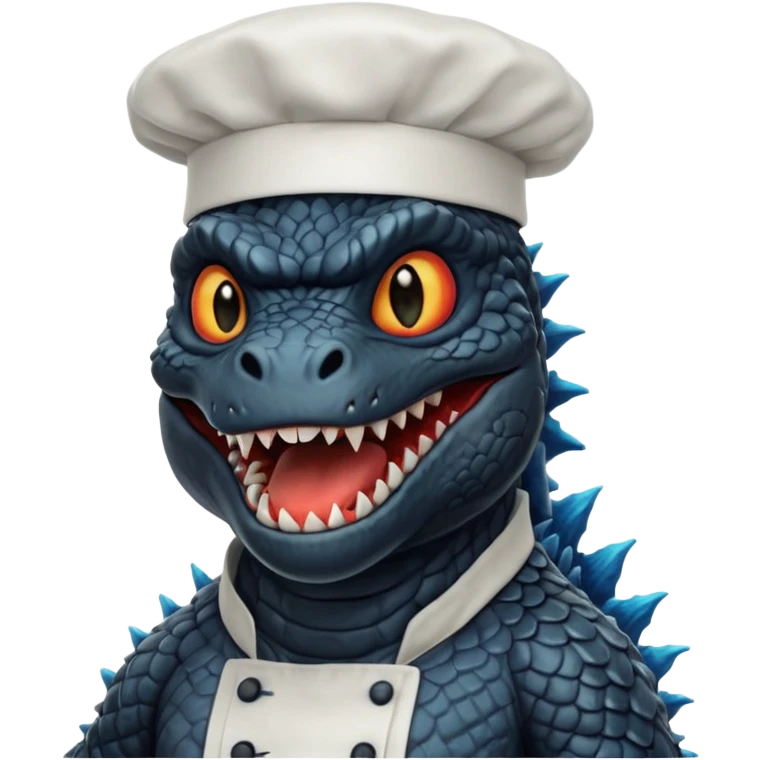 Black Godzilla that looks like the movies with a chef hat emoji