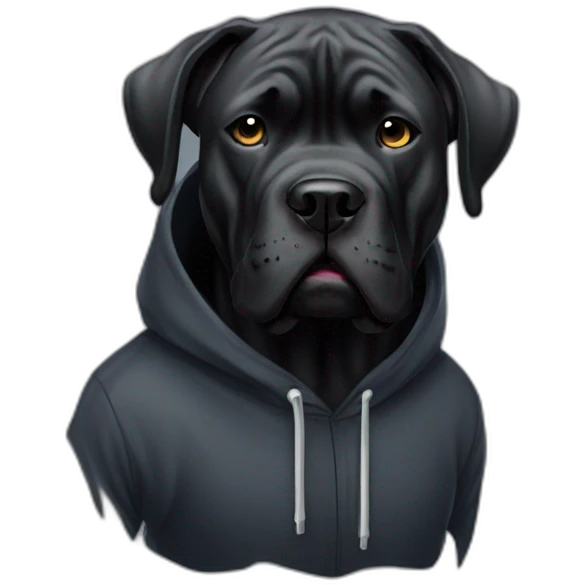 Black cane Corso with a hoodie emoji