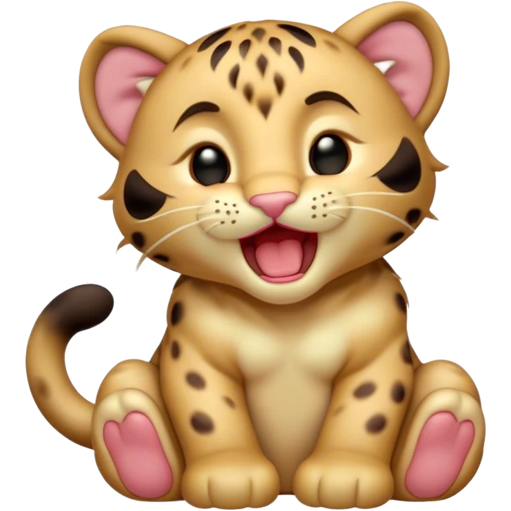Cinematic Cute Yawning Baby Panther Portrait Emoji, Head tilted slightly with a dramatic, wide-open yawn, showcasing a small, plush body with drowsy, half-closed eyes and an open, relaxed expression, Simplified yet irresistibly adorable features, highly detailed, glowing with a soft, cozy glow, high shine, relaxed yet expressive, stylized with a dash of whimsical charm, soft glowing outline, capturing the essence of a drowsy yet affectionate baby panther that appears ready to stretch out for a nap! emoji