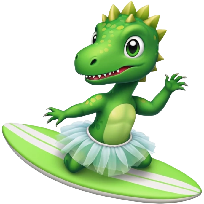 dinossauro com tutu surfando emoji