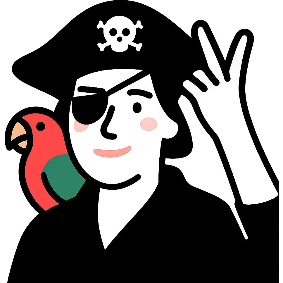 pirate avatar with eye patch and parrot emoji
