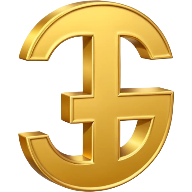 Symbole de currency en or en forme de lettre F précise, seul, 3D, brillant, style emoji simple et lisible sur fond uni. pas une autre lettre

F emoji