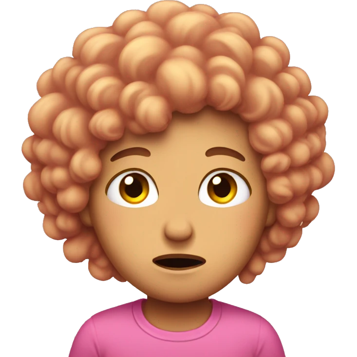 pink sad reaction emoji with curly hair emoji