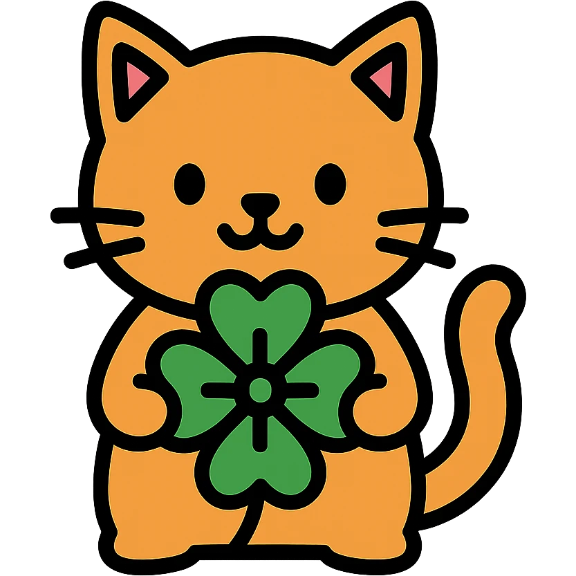 color outline icon of a cat with clover emoji