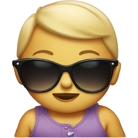 Baby with sunglasses saying I love you emoji