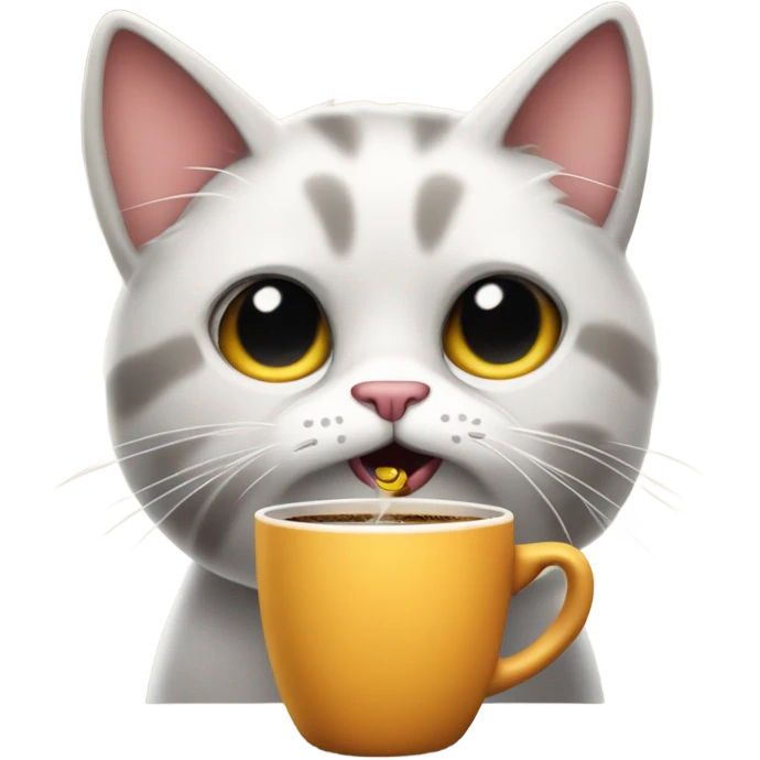 Super stressed cat drinking decaffeinated coffee emoji