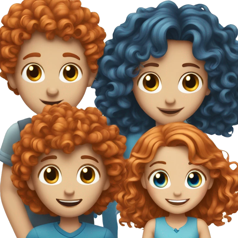 red haired blue eyed girl and curly boy smiling together  emoji