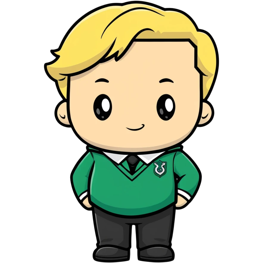 pregnant male in Slytherin uniform, blonde hair, pale skin, cartoon style emoji
