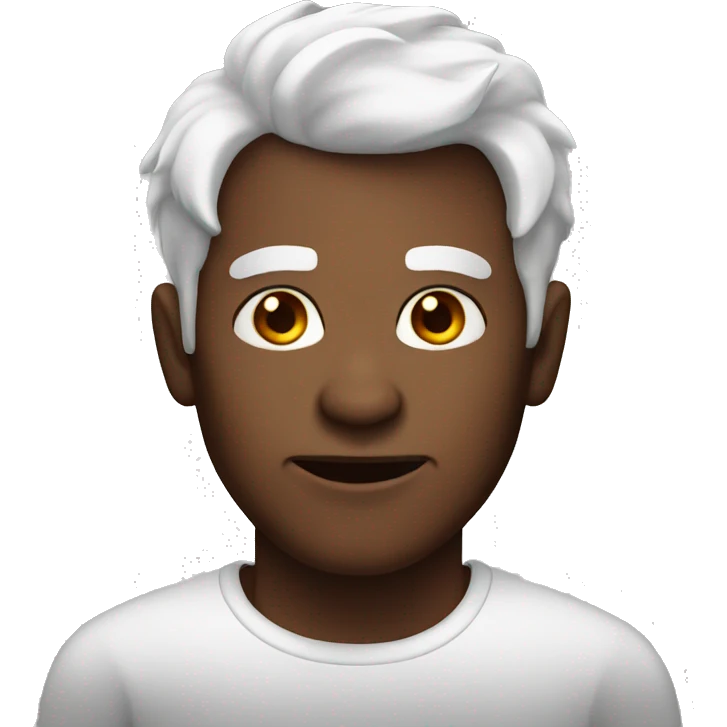 Devil with white hair, brown eyes emoji