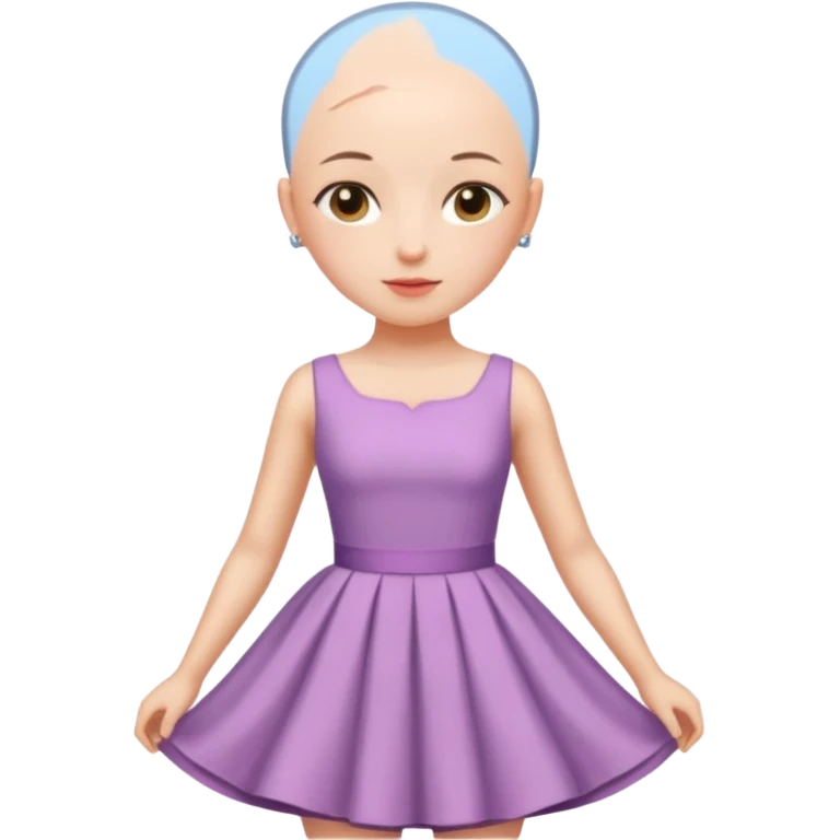 create pretty girl with bald head with pretty dress shot is waist close emoji