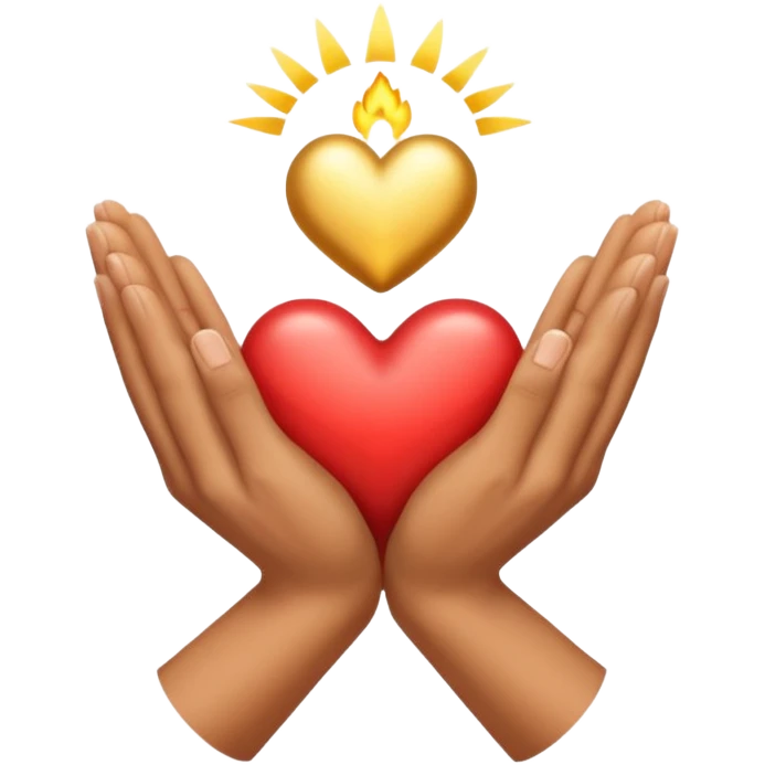 hands folded in prayer, heart of gold emoji