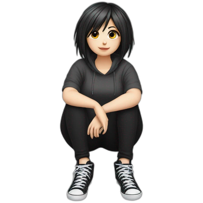 Full body curvy emo girl sits on the floor черная юбка белые трусики emoji