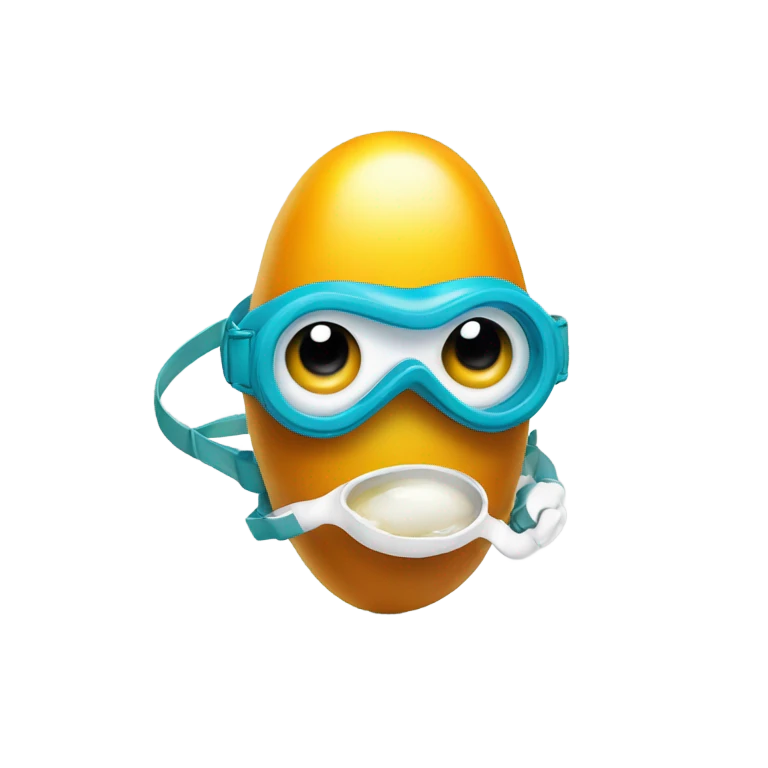 Peanut with a fried egg dressed as a scuba diver emoji