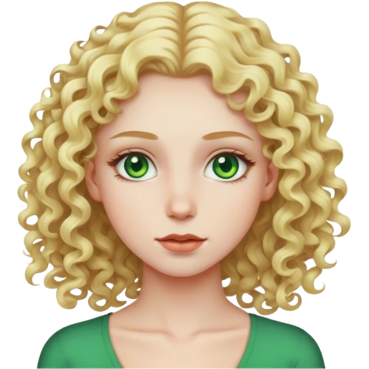Tall curly blonde girl green eyes pale  emoji