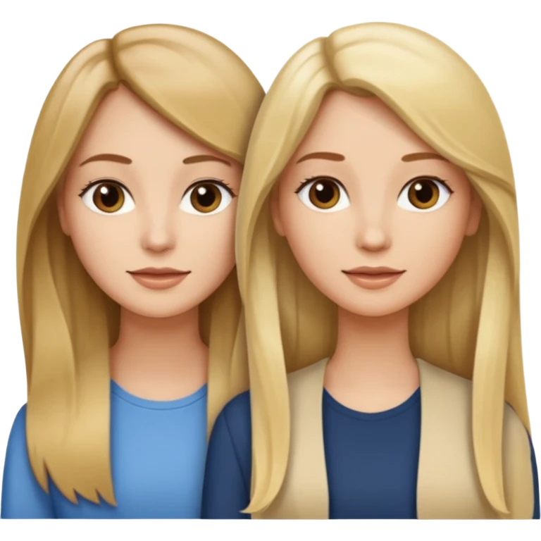Uma cabelo loiro lizo e grande outra cabelo ondulado meio castanho meio loiro e outra lizo castanho emoji