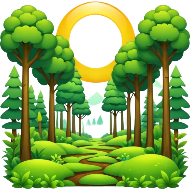 Abstract solarpunk clearing" an open space in a forest, light, spacious, minimal. emoji