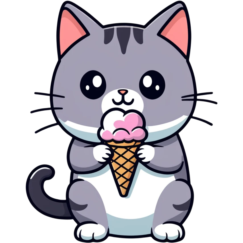 Cat eating ice cream emoji