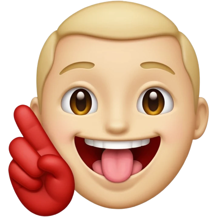 an emoji with its tounge out with its hand next to it emoji