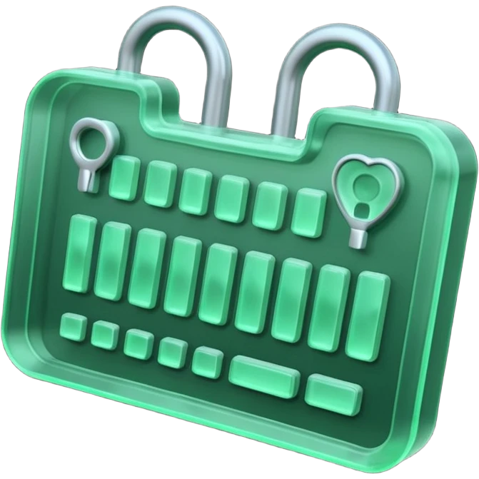 3D render of Swallowed Keys, X-Ray imaging aesthetic, translucent materials showing internal structure, stomach shape in greenish night-vision style with keys inside, medical scan style, emoji style, isolated on white background --v 6.0. emoji
