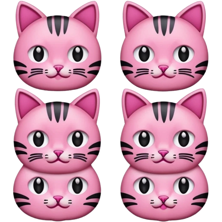 BLACKPINK-inspired emoji with black and pink cat face, cute and expressive style emoji