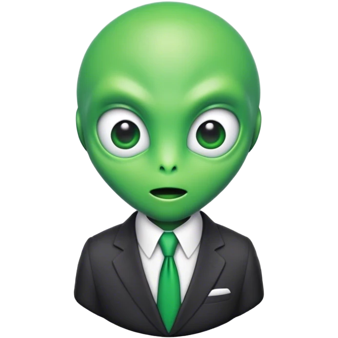 portrait of An alien in a suit emoji with a green-colored head.  emoji