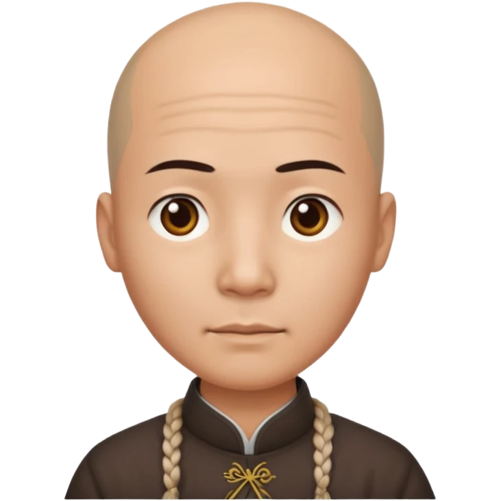 chineese man with a bald head and BRAID coming out in the middle emoji