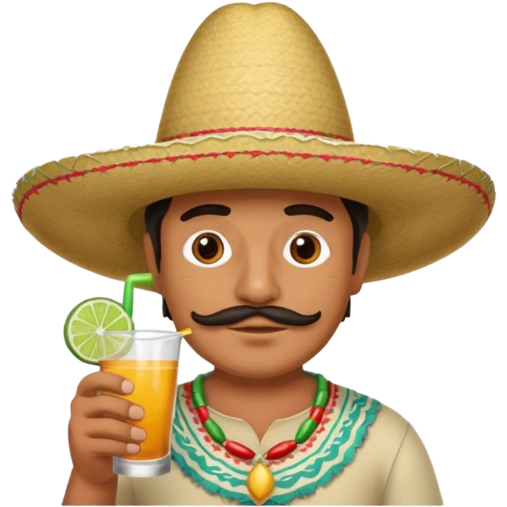 Mexican guy drinking with hat emoji
