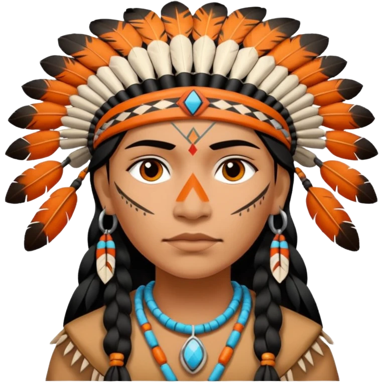 Orange black and white Native American emoji
