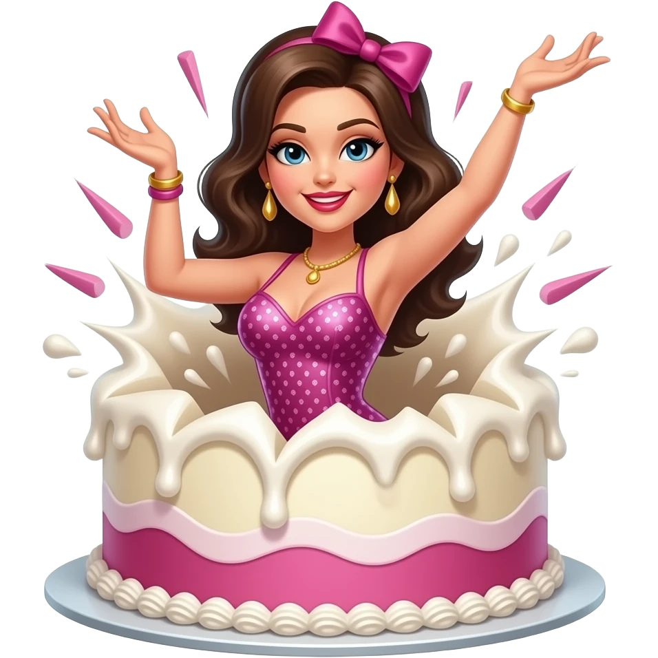 vegas dancing girl bursting out of a cake emoji