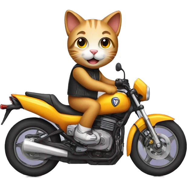 a cat riding a sport motorcycle  emoji