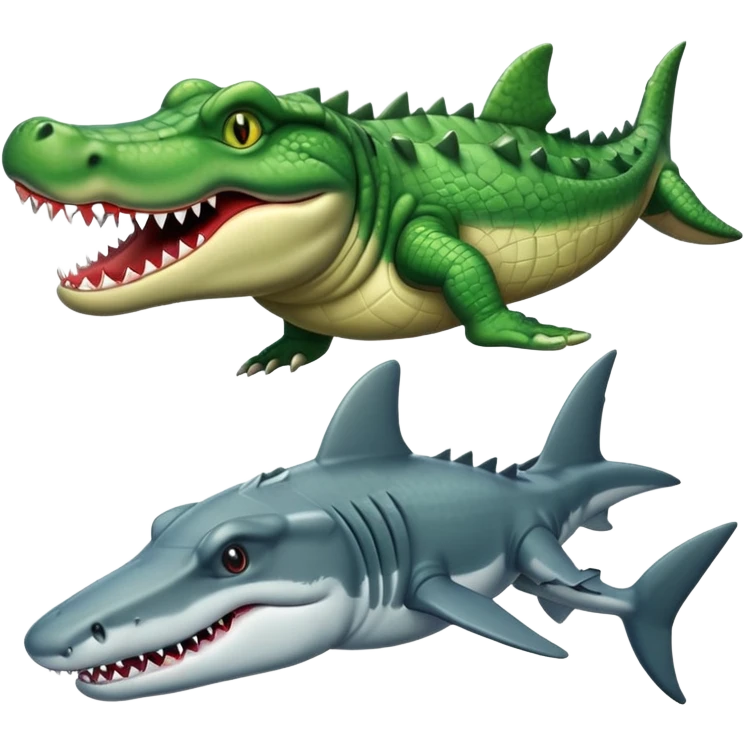 Un cocodrilo con un tiburón  emoji