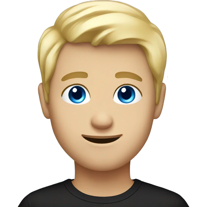 Blond guy with bright blue eyes and black shirt  emoji