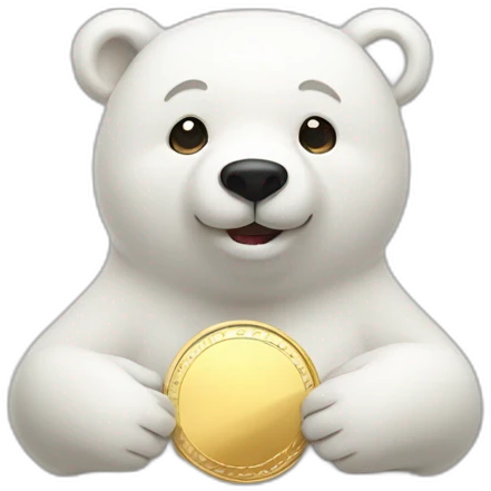 white bear with gold coin in hands emoji