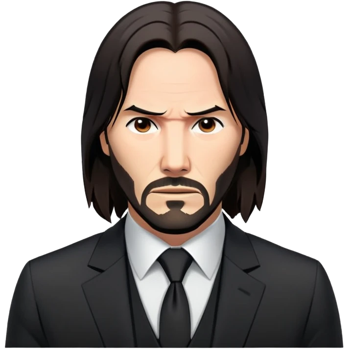 John Wick character with long dark hair, black suit, and serious expression emoji