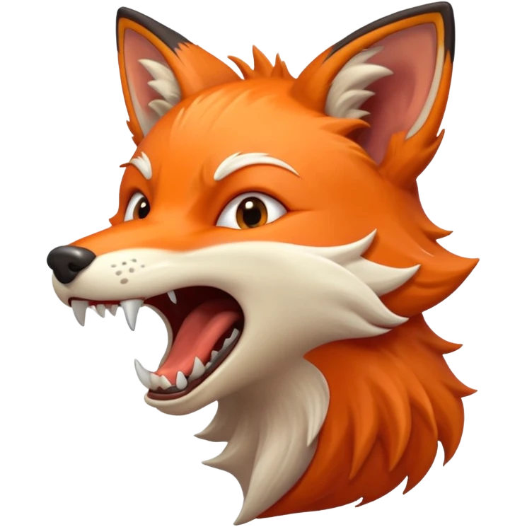 Angry Fox mouth open, scary teeth, side view emoji