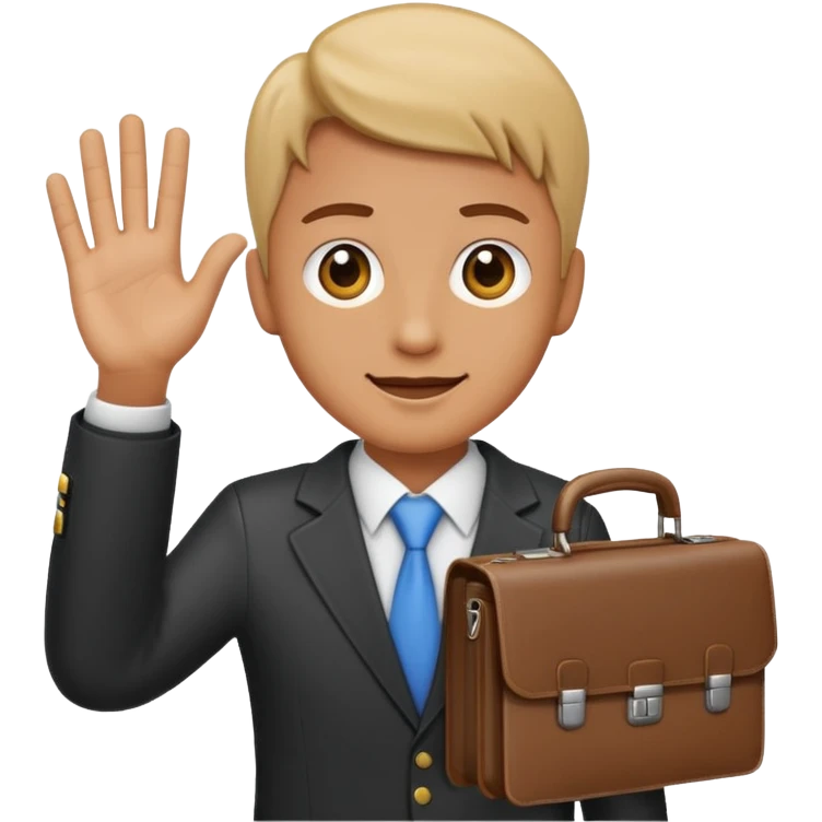 waving hand with a briefcase, end of shift emoji emoji