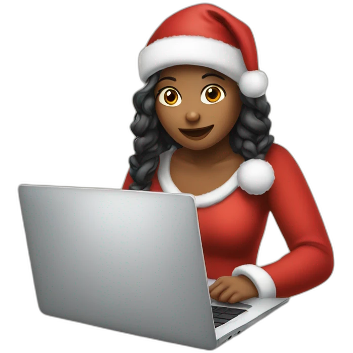 christmas girl with laptop emoji