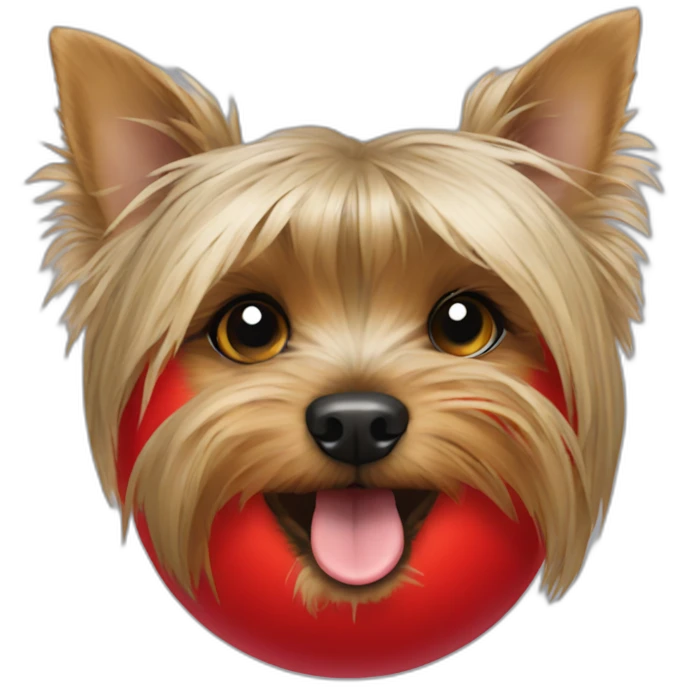 Yorkshire Terrier with red ball emoji