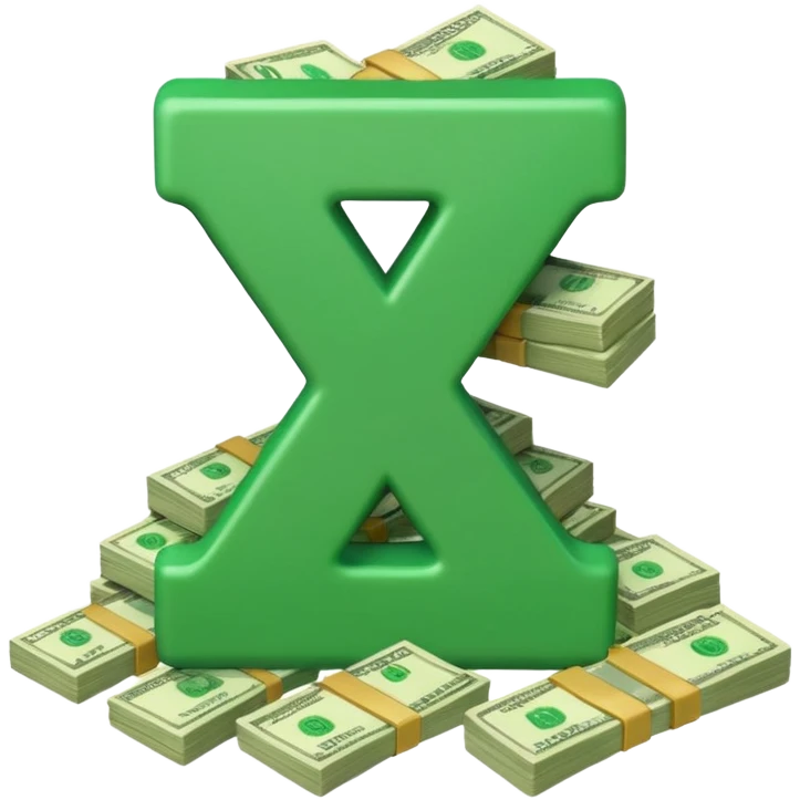start with a 3d number 10 and letter x, "10x" and to its right, a cash pile, make bills rectangular, looking like a multiplier of the wad of cash emoji